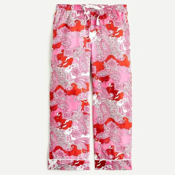 J.Crew Relaxed Wide Leg Pants in Pink Vintage Paisley - Picture 2 of 9